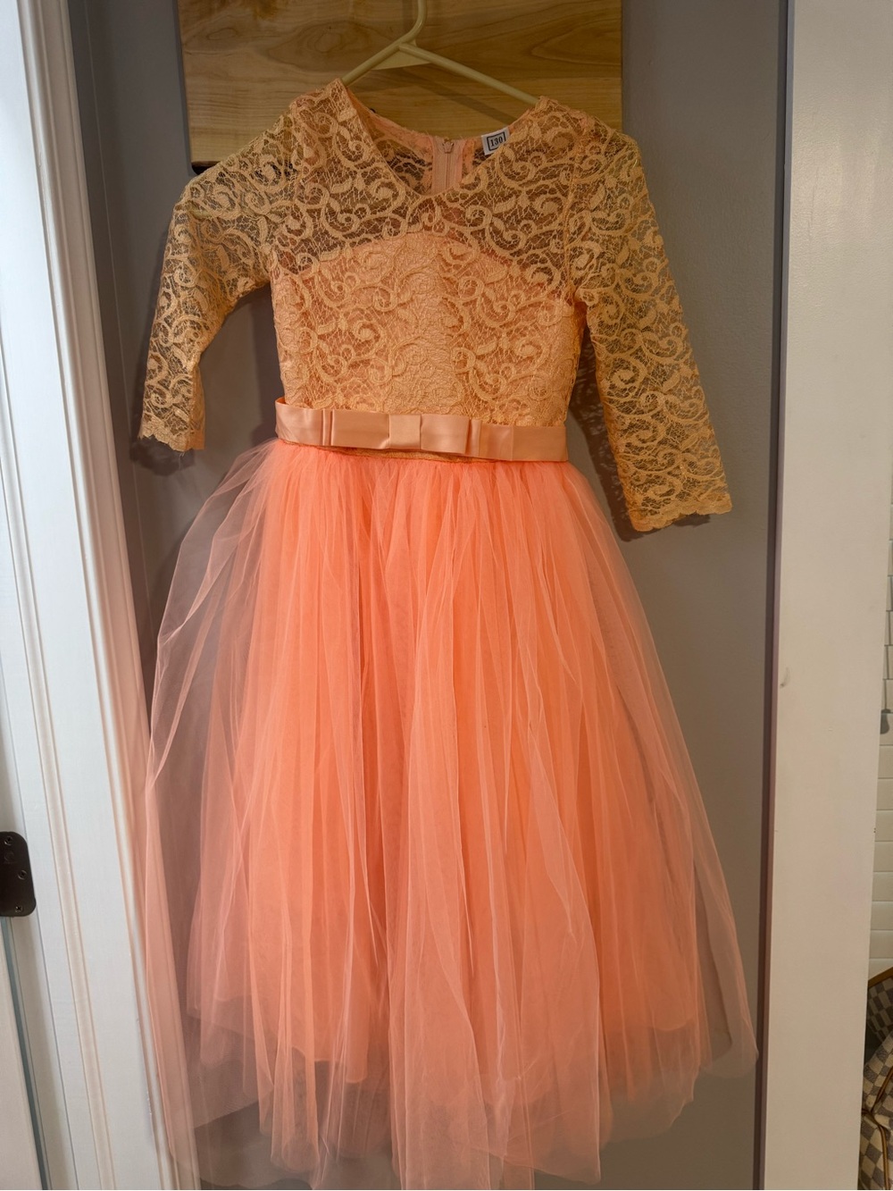 Peach Lace & Tulle Party Dress, size 8